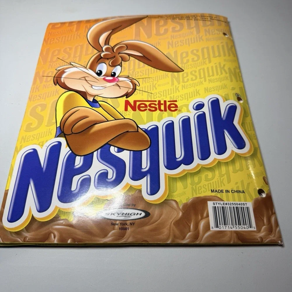 Nesquik Nestle Chocolate Drink Folder Kids School 3 Ring RARE VTG 90's